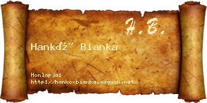 Hankó Bianka névjegykártya